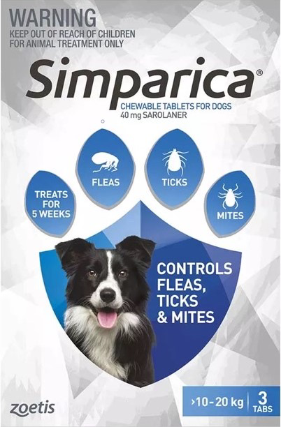 Simparica M 40mg (10 - 20 kg) Phòng và trị ngoại ký sinh trùng cho chó