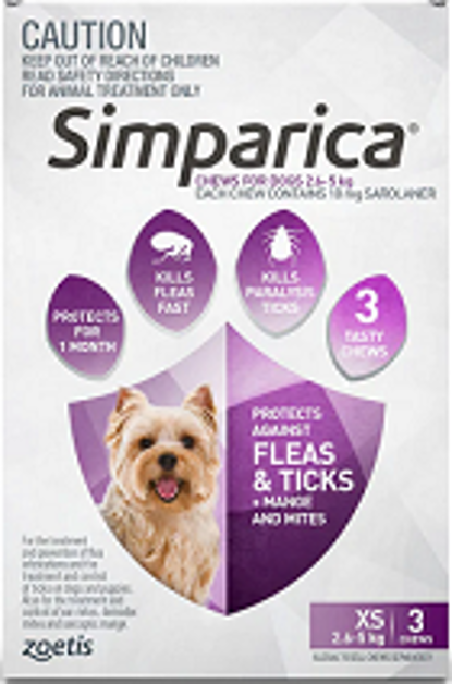 Simparica XS 10mg (2.6-5 kg) Phòng và trị ngoại ký sinh trùng cho chó